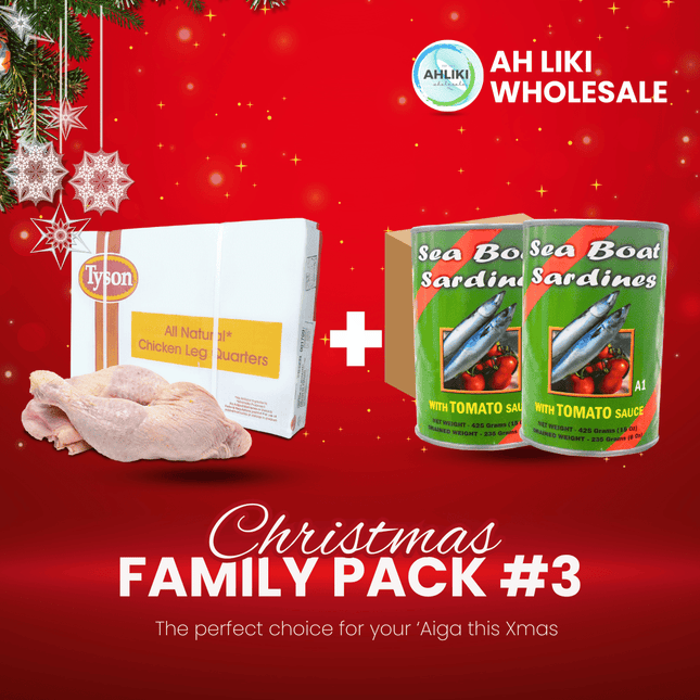 Christmas Family Pack #3 - Chicken Leg Qrtr 15kg + Seaboat T.Sauce 8PACK - [Brand may vary] "PICKUP FROM AH LIKI WHOLESALE"