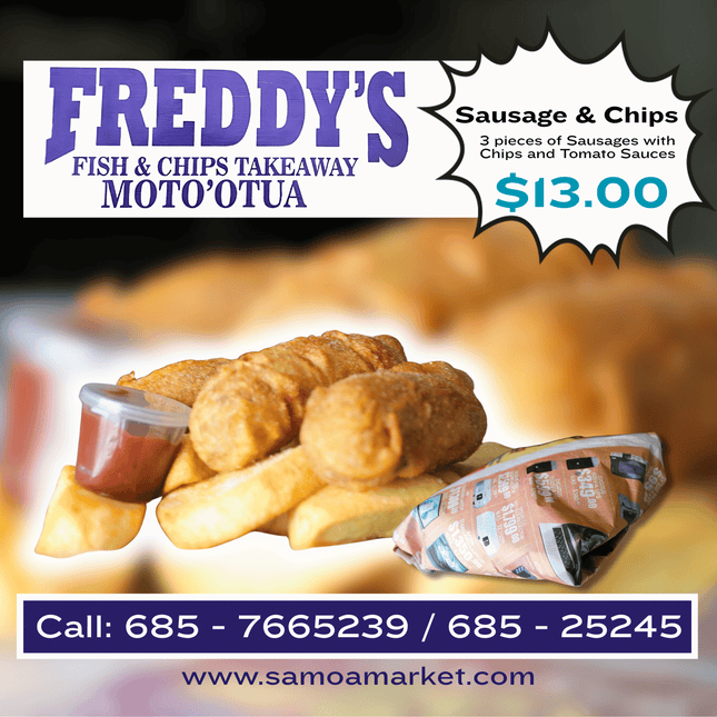 Sausage & Chips "PICKUP FROM FREDDY'S TAKEAWAY MOTO'OTUA"