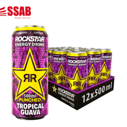 Rockstar Tropical Guava Energy Drink 12 x 500ml "PICK UP AT SSAB BARGAINS SINAMOGA ONLY" - 1