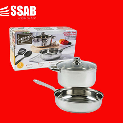 5PC GIBSON STAINLESS STEEL COOKWARE SET SILVER "PICK UP AT SSAB MEGA STORE ONLY" - Samoamarket.com