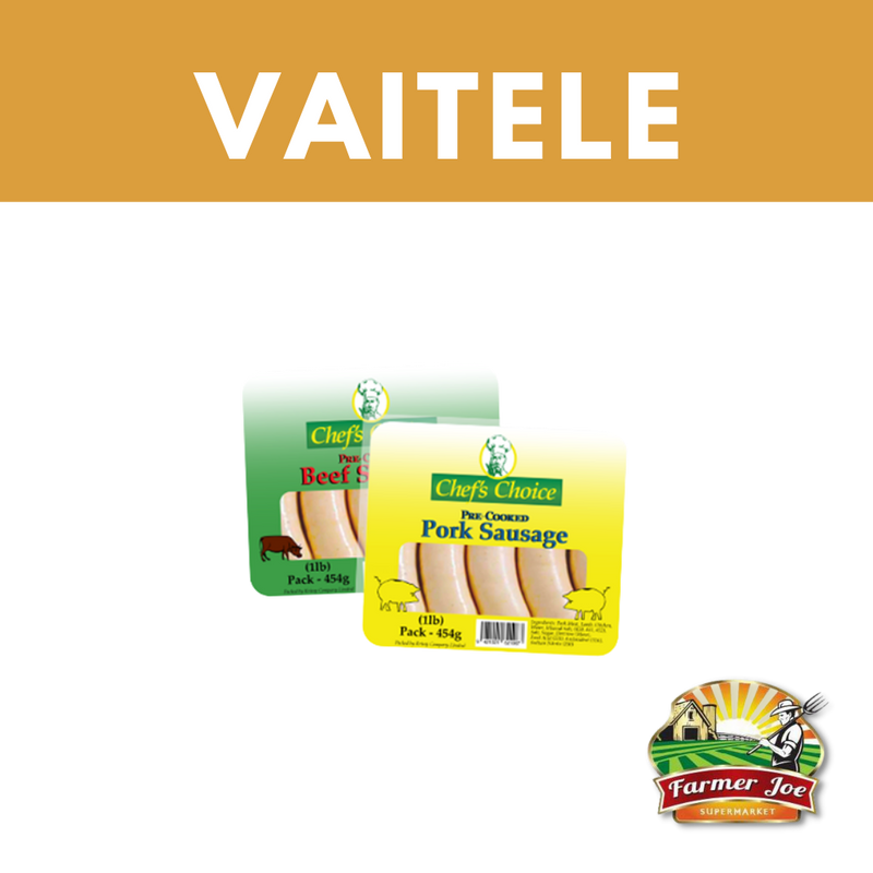 Chefs Choice Precooked Beef Sausage  "PICKUP FROM FARMER JOE SUPERMARKET VAITELE ONLY"
