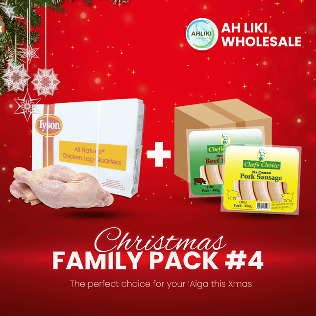 Christmas Family Pack #4 - Chicken Leg Qrtr 15kg + Top Chef Precooked Sausages - [Brand may vary] "PICKUP FROM AH LIKI WHOLESALE"