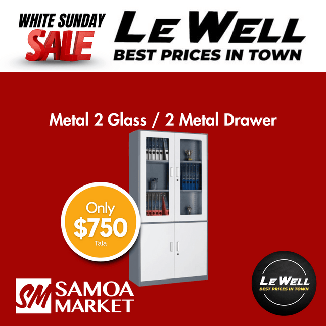 Metal 2 Glass / 2 Metal Drawer (PICK UP FROM LE WELL COMPANY SAVALALO ONLY)