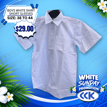 White Shirt Short Sleeves(Size 38 to 44)"PICKUP AT CCK CLOTHING STORE SALEUFI, VAITELE or SALELOLOGA"