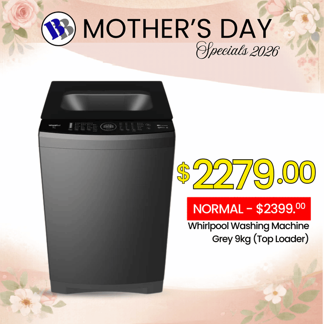 (MOTHERS DAY SPECIAL) Whirlpool Washing Machine Grey 9kg (Top Loader)  - "PICKUP FROM BLUEBIRD LUMBER & HARDWARE VAITELE ONLY"