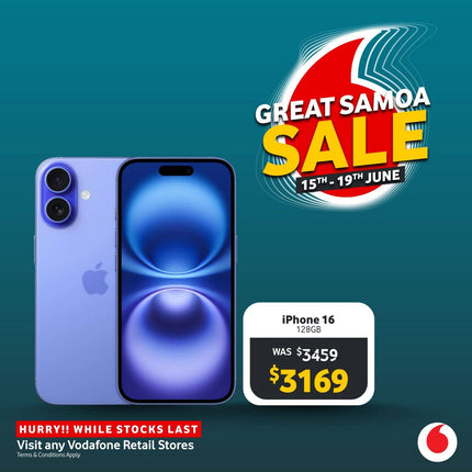 Iphone 16 128GB - "PICK UP FROM VODAFONE SAMOA"