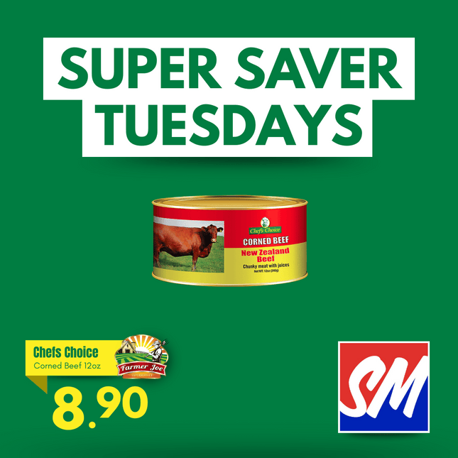 SUPER SAVER TUESDAYS! Chefs Choice Corned Beef 12oz "PICKUP FROM FARMER JOE SUPERMARKET VAITELE ONLY"
