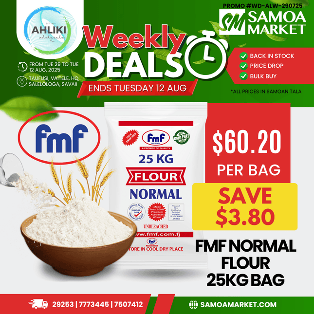 FMF Normal Flour Taga Falaoa Mata 25Kg "PICKUP FROM AH LIKI WHOLESALE"