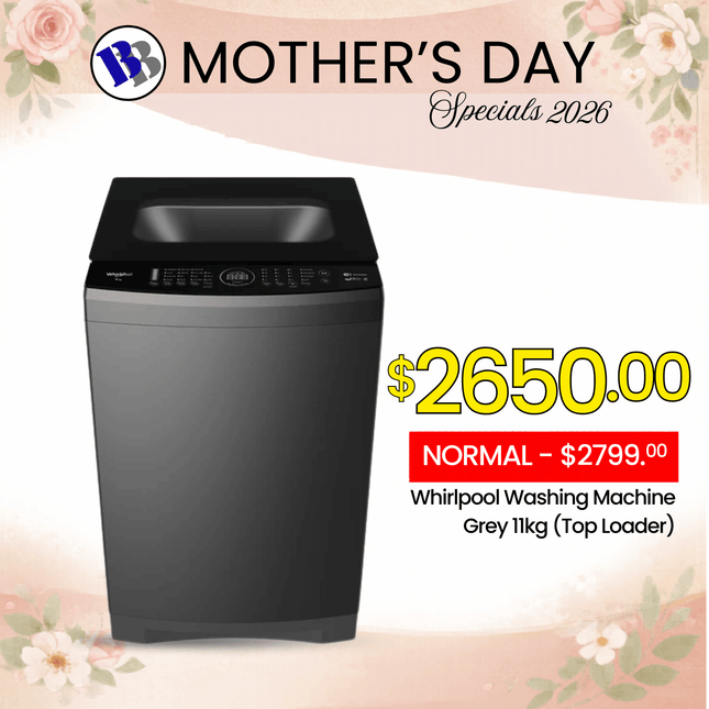 (MOTHERS DAY SPECIAL) Whirlpool Washing Machine Grey 11kg (Top Loader)  - "PICKUP FROM BLUEBIRD LUMBER & HARDWARE VAITELE ONLY"