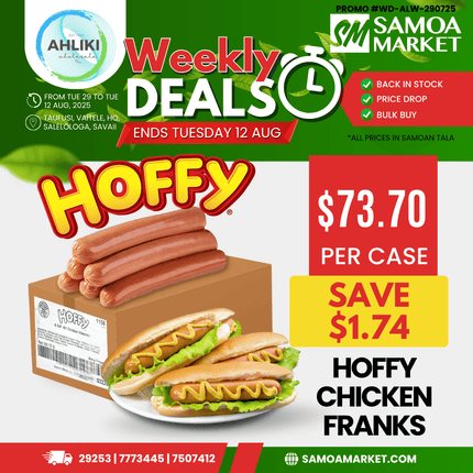 Hoffy Chicken Franks Sausages 10lbs "PICKUP FROM AH LIKI WHOLESALE"