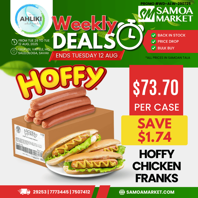 Hoffy Chicken Franks Sausages 10lbs "PICKUP FROM AH LIKI WHOLESALE"