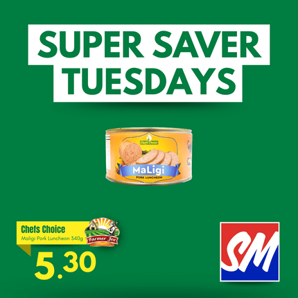 SUPER SAVER TUESDAYS! Chefs Choice Maligi Pork Luncheon 340g "PICKUP FROM FARMER JOE SUPERMARKET VAITELE ONLY"