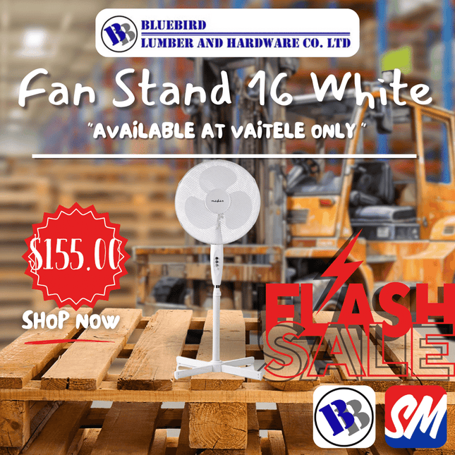 Fan Stand 16 (400mm) White Midea FS 40-19M ELE - Substitute if sold out "PICKUP FROM BLUEBIRD LUMBER & HARDWARE VAITELE ONLY"