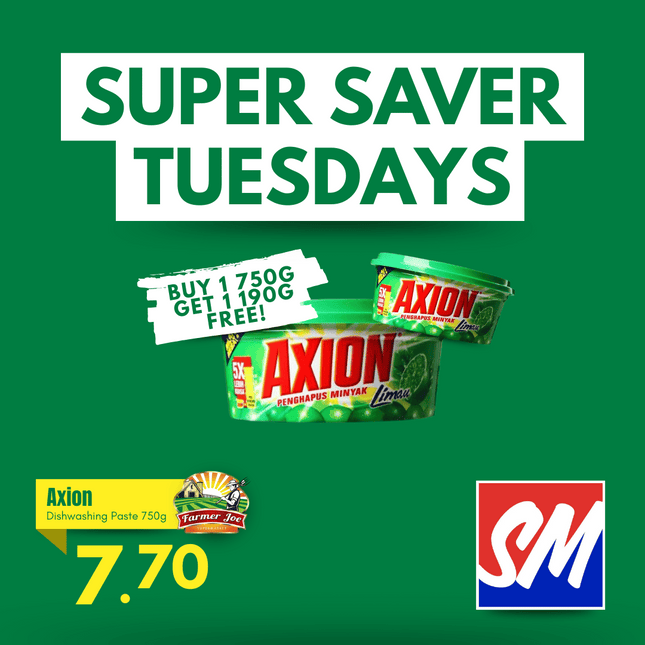 SUPER SAVER TUESDAYS! Axion Dishwashing Paste 750g + FREE Axion 190g "PICKUP FROM FARMER JOE SUPERMARKET VAITELE ONLY"