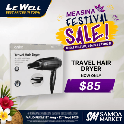 Travel Hair Dryer (PICK UP FROM LE WELL COMPANY SAVALALO ONLY)