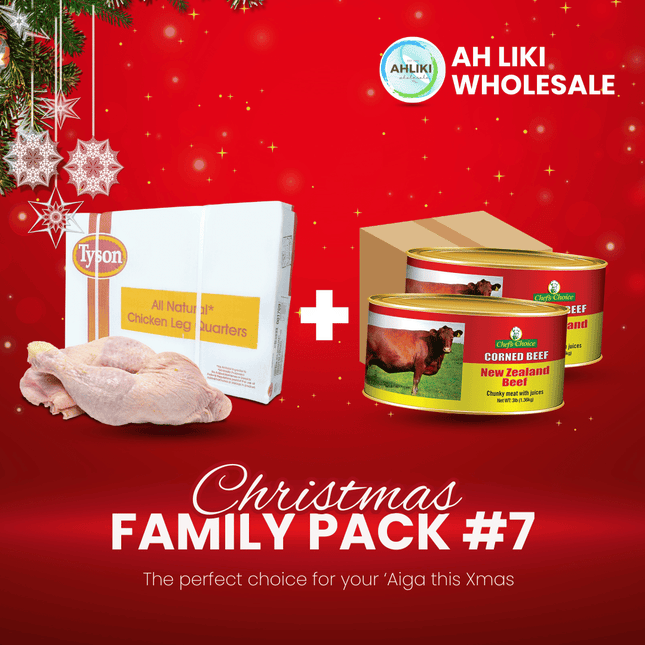 Christmas Family Pack #7 - Chicken Leg Qrtr 15kg + C.Choice Corned Beef 3LBS - [Brand may vary] "PICKUP FROM AH LIKI WHOLESALE"
