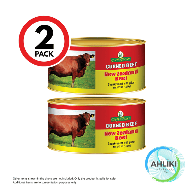 Chefs Choice Corned Beef 2 Apa Pisupo x 3lbs (1.36KG) "PICKUP FROM AH LIKI WHOLESALE"