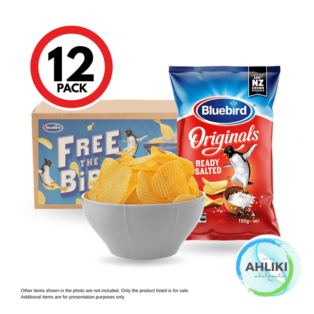 Bluebird Potato Chips Ready Salted 12PACK x 150g [NOT AVAIL TAUFUSI] "PICKUP FROM AH LIKI WHOLESALE"