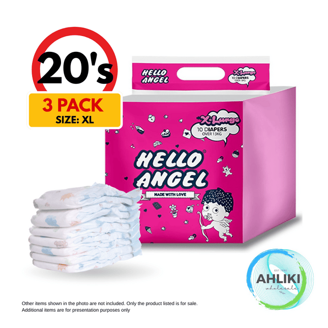 Hello Angel Diapers Nappies Size: XL 20s 3PACK [NOT AVAIL AT HQ] "PICKUP FROM AH LIKI WHOLESALE"
