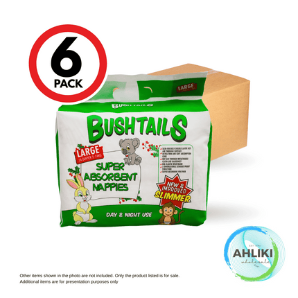 Bushtail Baby Diaper Large 24 x 6PACK "PICKUP FROM AH LIKI WHOLESALE"