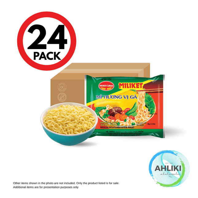 Miliket Packet Noodles Box of 65g 24PACK Assorted "PICKUP FROM AH LIKI WHOLESALE"