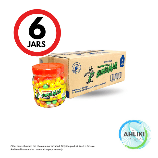 Supermax Bubble Gum 200pcs x 6 Jars [SOLD OUT] "PICKUP FROM AH LIKI WHOLESALE"