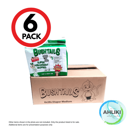 Bushtail Baby Diaper Medium 28 x 6PACK [NOT AVAIL AT HQ] "PICKUP FROM AH LIKI WHOLESALE"