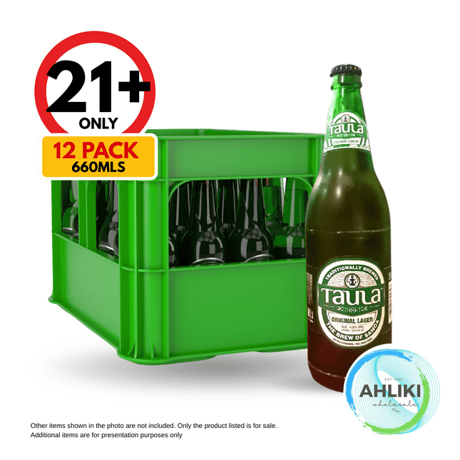 Samoa Taula Beer Large Original 4.9% 660mls x 12PACK 21+ ONLY [NOT AVAIL AT HQ] "PICKUP FROM AH LIKI WHOLESALE"