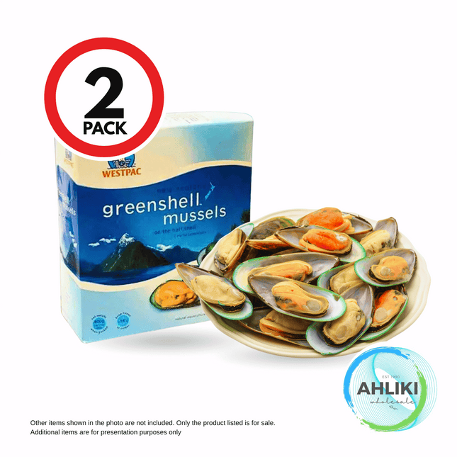 NZ Green Shell Half Shell Mussels 1kg x 2PACK [SOLD OUT] "PICKUP FROM AH LIKI WHOLESALE"