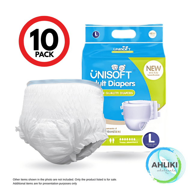 Unisoft Adult Diaper Large 10 x 10PACK "PICKUP FROM AH LIKI WHOLESALE"