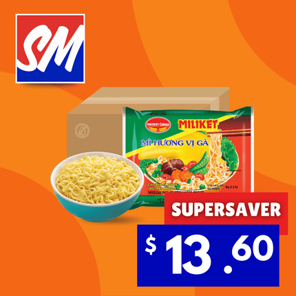 SUPERSAVER! Miliket Packet Noodles Box of 65g 24PACK Assorted "PICKUP FROM AH LIKI WHOLESALE"