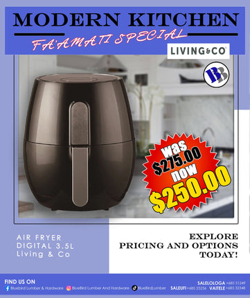 FAAMATI SPECIAL  - Air Fryer Digital 3.5L "PICKUP FROM BLUEBIRD LUMBER & HARDWARE"