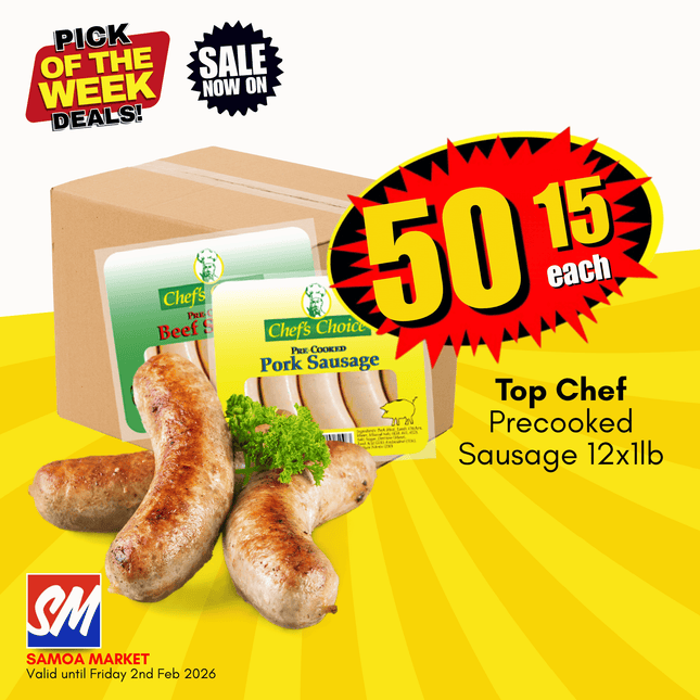 Top Chef Precooked Sausages 12PACK x 1LB "PICKUP FROM AH LIKI WHOLESALE"
