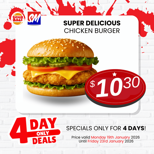 4DAYONLY! SUPER Delicious Chicken Burger (Burger ONLY) "PICKUP FROM BURGER BILLS VAITELE ONLY"