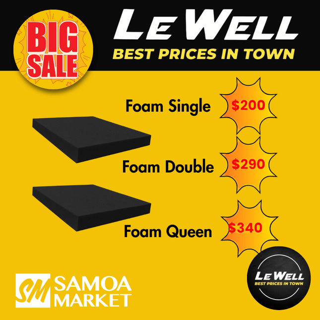 Foam Mattresses (PICK UP FROM LE WELL COMPANY SAVALALO ONLY)