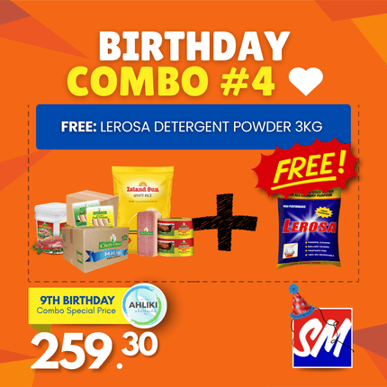 BIRTHDAY Combo #4 + FREE: LEROSA WASHING POWDER 3KG "PICKUP FROM AH LIKI WHOLESALE"