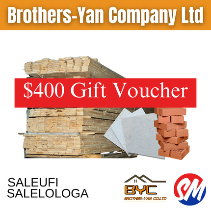 $400 Tala Gift Voucher - "PICKUP AT BROTHERS YAN UPOLU & SAVAII"