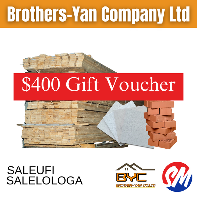 $400 Tala Gift Voucher - "PICKUP AT BROTHERS YAN UPOLU & SAVAII"