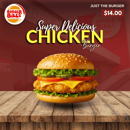 SUPER Delicious Chicken Burger (Burger ONLY) "PICKUP FROM BURGER BILLS VAITELE ONLY"