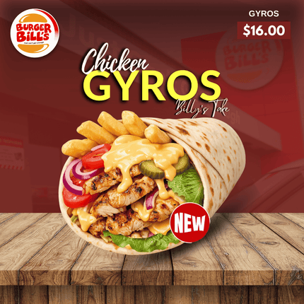 Chicken Gyros (Billy's Take) "PICKUP FROM BURGER BILLS VAITELE ONLY"