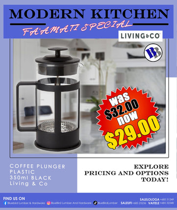 FAAMATI SPECIAL - Coffee Plunger Plastic 35ml Back  "PICKUP FROM BLUEBIRD LUMBER & HARDWARE"