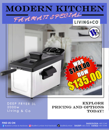 FAAMATI SPECIAL  - Deep Fryer 3L 2000w  "PICKUP FROM BLUEBIRD LUMBER & HARDWARE"