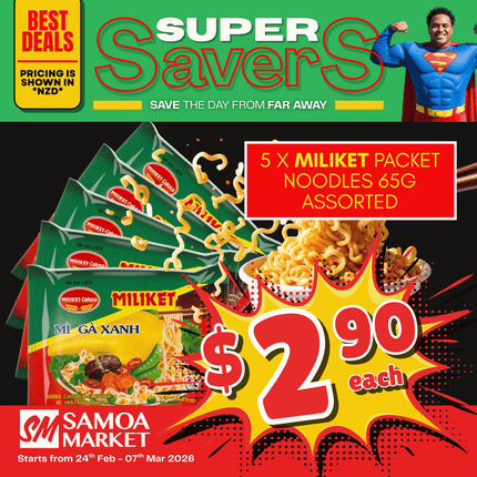 SUPERSAVER! 5 x Miliket Packet Noodles 65g Assorted "PICKUP FROM FARMER JOE SUPERMARKET VAITELE ONLY"