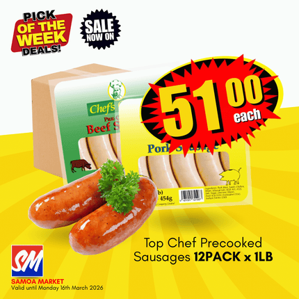 Top Chef Precooked Sausages 12PACK x 1LB "PICKUP FROM AH LIKI WHOLESALE"