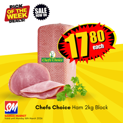 Chefs Choice Ham 2kg Block "PICKUP FROM AH LIKI WHOLESALE"