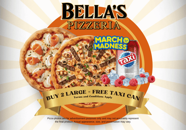 Buy 2 LARGE PIZZA & Get a FREE TAXI CAN