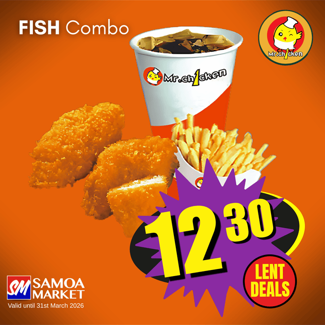 LENT DEALS! Fish Combo "PICKUP FROM MR. CHICKEN PLAZA OR VAITELE"