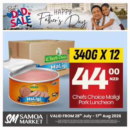 Chefs Choice Maligi Pork Luncheon 340g x 12PACK "PICKUP FROM AH LIKI WHOLESALE"