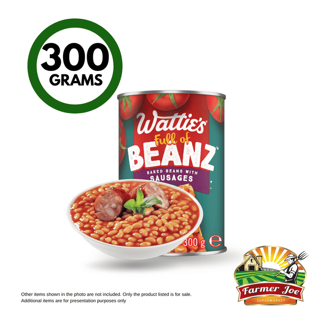 Watties Baked Beans & Sausage 300g "PICKUP FROM FARMER JOE SUPERMARKET VAITELE ONLY"