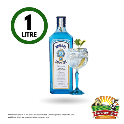 Bombay Sapphire 1Ltr [ 21+ ONLY ] "PICKUP FROM FARMER JOE SUPERMARKET VAITELE ONLY"